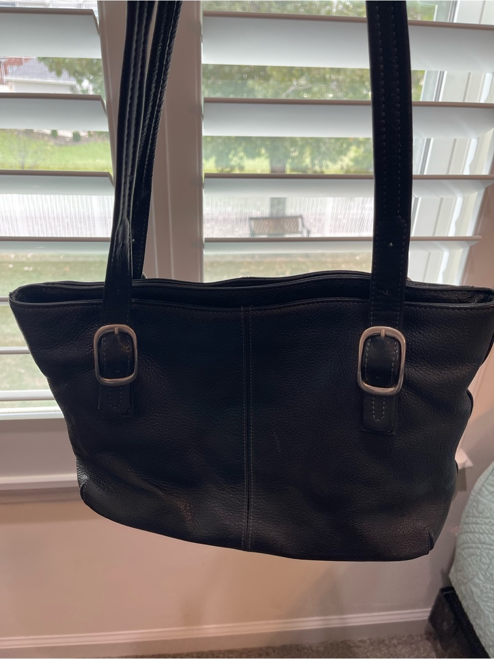 Tignanello Classic Black Leather Tote Bag - Everyday Shoulder Bag